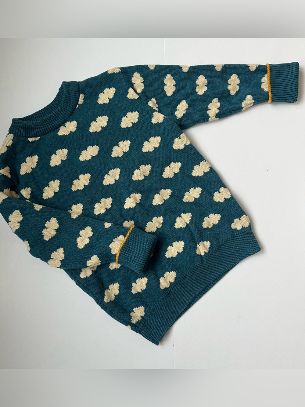 Kids Little Green Radicals Teal Knit Sweater. 100% organic cotton
